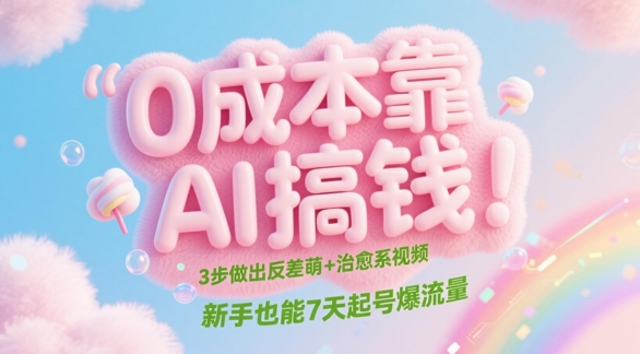 0成本靠AI搞钱！3步做出反差萌+治愈系视频，新手也能7天起号爆流量178创业网-专注分享网络创业项目落地实操课程 – 全网首发_高质量创业项目输出178创业网