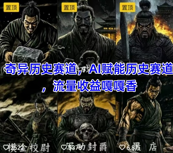 抖音奇异历史赛道，AI赋能历史赛道，流量收益嘎嘎香，狂撸伙伴计划178创业网-专注分享网络创业项目落地实操课程 – 全网首发_高质量创业项目输出178创业网