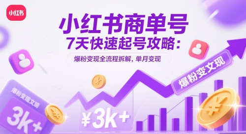 小红书商单号7天快速起号攻略：爆粉变现全流程拆解，单月变现3k+178创业网-专注分享网络创业项目落地实操课程 – 全网首发_高质量创业项目输出178创业网