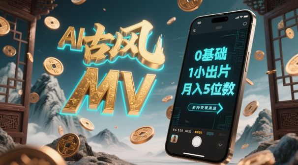 AI一键生成古风音乐MV，0剪辑基础1小时出片，多种变现渠道，一部手机月入5位数178创业网-专注分享网络创业项目落地实操课程 – 全网首发_高质量创业项目输出178创业网