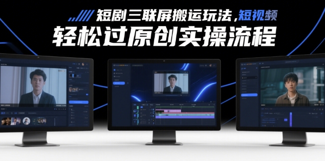 短剧三联屏搬运玩法，短剧搬运轻松过原创实操流程178创业网-专注分享网络创业项目落地实操课程 – 全网首发_高质量创业项目输出178创业网
