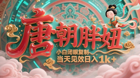 用AI克隆“唐朝胖妞”日更3条，平台疯狂推流，小白闭眼复制，当天见效，日入1k+178创业网-专注分享网络创业项目落地实操课程 – 全网首发_高质量创业项目输出178创业网