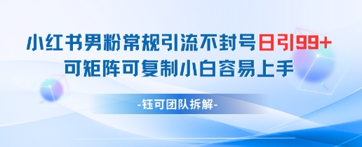 小红书男粉常规引流不封号日引99+变现简单 可矩阵可复制小白容易上手178创业网-专注分享网络创业项目落地实操课程 – 全网首发_高质量创业项目输出178创业网