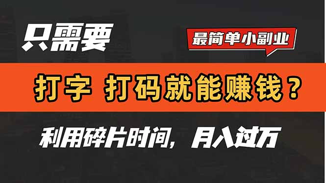 只需要打字，打码，就能赚钱？简单的赚钱小副业，利用碎片时间，月入过万178创业网-专注分享网络创业项目落地实操课程 – 全网首发_高质量创业项目输出178创业网