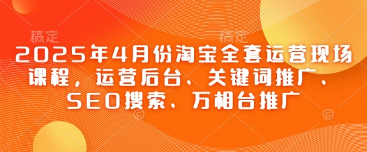 2025年4月份淘宝全套运营现场课程，运营后台、关键词推广、SEO搜索、万相台推广178创业网-专注分享网络创业项目落地实操课程 – 全网首发_高质量创业项目输出178创业网