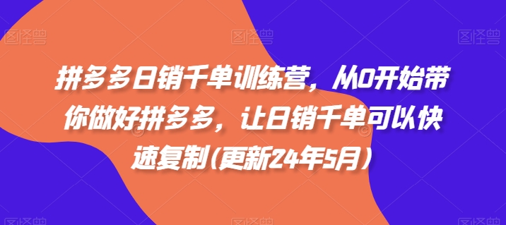 拼多多日销千单训练营，从0开始带你做好拼多多，让日销千单可以快速复制(更新25年4月)178创业网-专注分享网络创业项目落地实操课程 – 全网首发_高质量创业项目输出178创业网