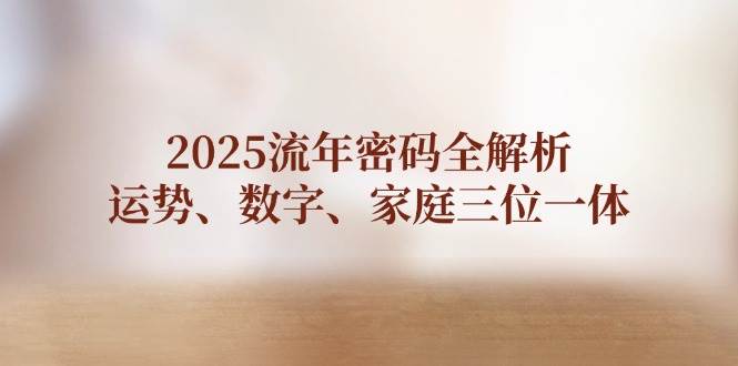 2025流年密码全解析，运势、数字、家庭三位一体178创业网-专注分享网络创业项目落地实操课程 – 全网首发_高质量创业项目输出178创业网