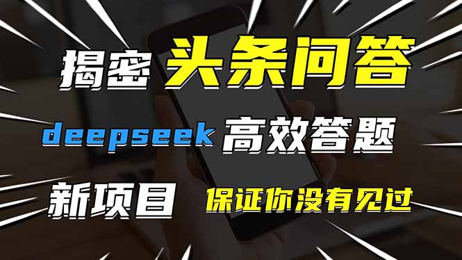 头条问答，刚出的新玩法！保证你没见过！用DeepSeek去高效答题，一个账…178创业网-专注分享网络创业项目落地实操课程 – 全网首发_高质量创业项目输出178创业网